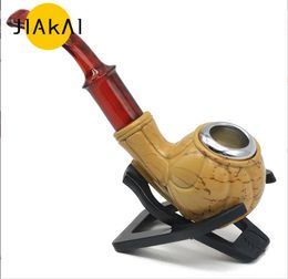 smoke Yellow short resin gluewood wooden pipe with a length of 140mm, men's small pipe smoking set