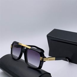 Vintage Men 663 Black Gold Retro Pilot Sunglasses Grey Gradient Lenses Mens Sunglasses Shades UV400 with box260y