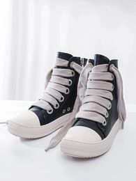 Casual Shoes 2024 High-top Flat Sport With Thick Lace European And American Style Unisex Couple