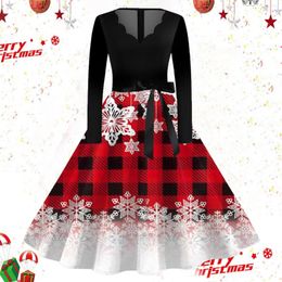 Casual Dresses Fashion Christmas 2024 Classic 50s 60s Housewife Evening Party Prom Slim Elegant And Pretty Women'S