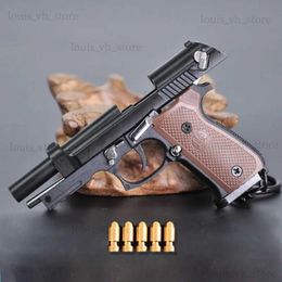 Gun Toys Shell Ejection Alloy 1 3 Beretta M92A1 Model Pistol Detachable Mini Toy Gun Keychain Pendant Birthday Gift for Adult Children T240313