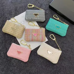 Designer chaveiro marca saco chave luz luxo tecelagem textura zero carteira zíper saco de cartão armazenamento universal chaveiro carteira