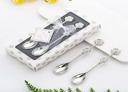 50Pcs25Setslot Flower Wedding souvenirs Favours of Rose Coffee Spoon For Bridal Shower Party guest gifts3235247