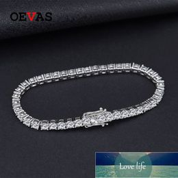 OEVAS 100% 925 Sterling Silver Created Moissanite Gemstone Bangle Charm Wedding Bracelet Fine Jewelry Whole Drop Fact199R