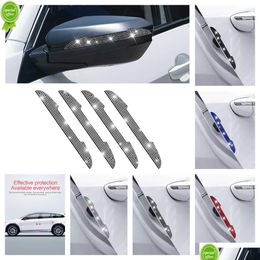 Car Organiser New 2/4Pcs Handle Car Rearview Mirror Door Edge Protector Rhinestone Crystal Bling Decoration Sticker Drop Delivery Auto Dhcxj