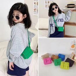 Candy Color Mini Kids Handbags PU Crossbody Bags For Little Girls Baby Korean Children Shoulder Bags Tote Bags Small Coin Purse 240227