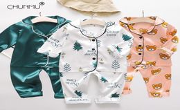 Children039s Pajamas Set Spring Baby Boy Girl Clothes Casual Sleepwear Set Kids Cartoon TopsPants Toddler Clothing Sets12690269