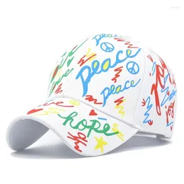 Ball Caps 2024 Fashion Graffiti Printing Couple Baseball Cap Outdoor Cotton Shade Hat Men Women Summer Adjustable Letter Cool