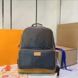 Çok boklu damla ni çanta erkek kampüs kampüs tasarımcısı omuz sırt çantası öğrenci kitap çantası deri crossbody eski çiçek baskısı lüksler br265s