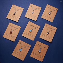 Pendant Necklaces Rinhoo Dolphin Transparent Natural Stone Water Drop Geometric Shape Necklace For Women Accessories Make Wish Paper Gift
