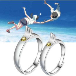 Anime Weathering With You Rings Cosplay Morishima Hodaka Amano Hina Couple Lover Ring Wedding Jewelry Gift Prop Accessories G1125172F