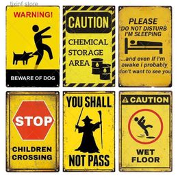 Metal Painting Vintage Caution Notice Zone Tin Sign Metal Plate Warning Children Plaque For Garage Danger Door Man Cave Wall Decor T240309