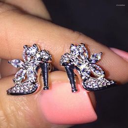 Stud Earrings Chic High Heel-shaped For Women Inlaid Dazzling CZ Stone Funny Girls Party Gift Statement Jewellery