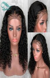 Fashion Human Hair Lace Front Wigs Brazilian Hair Kinky Curly lace front wigs Medium Size Swiss Lace Cap Bleached Knots Human Hair4420698