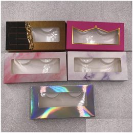 False Eyelashes Rec False Eyelashes Case Pink Marble Holographic Colour Paper Box Without Lashes White Tray Drop Delivery Health Beauty Dhrjo