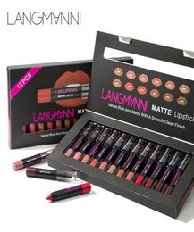 Langmanni 12 Piece Lipstick Set Velvet Rich and Matte With A Smooth Clean Finish Crayon Longlasting Cosmetics Beauty Maquiagem Li3179598