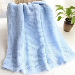 Blankets 90X120cm Knitted Super Soft Cotton Crochet Hole Thin Summer Baby Wrap Blanket Kids Back Seat Cover Stroller