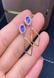 Stud Natural Tanzanite Earrings For Women Party Engagement S925 sterling silver Fine Jewellery Classic Elegant Real Gemstones 2210226158472