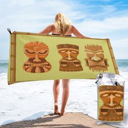 Quick Dry Beach Towel Hawaiian Tiki Tribal Mask Bath Cushion Swimming Personalized Sand 2472
