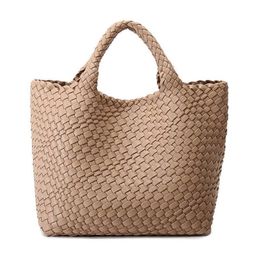 Evening Bags Handmade Woven Shoulder Bag for Women Vegan Leather Tote Bag Large Beach Travel Handbags and Purses Designer Basket B338x 2593