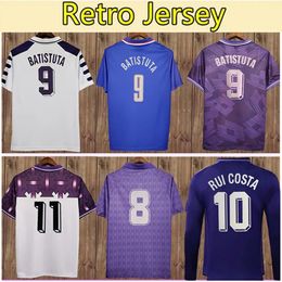 98 99 Retro Fiorentina BATISTUTA RUI COSTA Soccer shirt Mens Soccer Jerseys Home Purple Away White RETRO 91 92 93 94 95 97 98 Football Shirt Adult Short Sleeves Uniforms