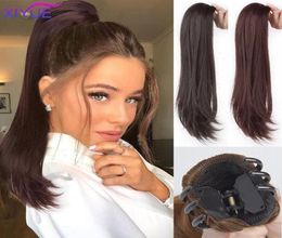Long Wavy Straight Claw Clip On Ponytail Hair Synthetic For Women Pony Tail Hairpiece14271509115095