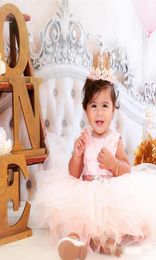 Cute Baby Infant Toddler Formal Party Dresses Blush Pink Rose Gold Sequins Bow Sash Short Tutu Girls Pageant Gowns Cheap 20198042699