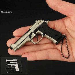 Gun Toys 1 3 Metal Beretta M92A1 Mini Detachable Toy Gun Alloy 92F Pistol Model Keychain Pendant Pistola Collection Toy Boys Gifts T240309