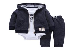 BABY BOY GIRL CLOTHES SET cotton long sleeve hooded jacket pant rompers new born infant toddler outfits unisex newborn clothing Y23881182