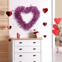 Decorative Flowers 30cm Love Heart Wreath Creative Wall Hanging PET Heart-Shaped Garland Valentine Day Decoration