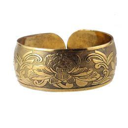 Antique Bronze Tone Gypsy Metal Carving Flower Elephant Cuff Bracelets Bangles For Women Jewellery Gift 240305