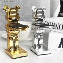 Decorative Objects Figurines Electroplating bear statue decoration watch storage rack cartoon bear sculpture display rack mechanical watch smart watch rack T240