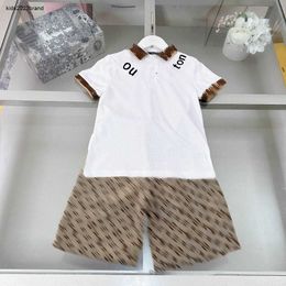 New kids tracksuits Circular letter T-shirt set baby clothes Size 120-170 CM designer Short sleeve POLO shirt and khaki shorts 24Mar