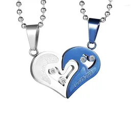 Pendant Necklaces 2pcs Couple Jewelry Necklace The CP Love Heart Valentine's Day Gifsts For Lovers Party Accessory Trinket