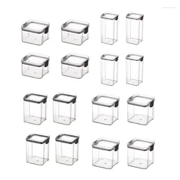 Storage Bottles Promotion! 4Pcs Kitchen Sealed Grain Jars Refrigerators Stackable Transparent Fresh-Keeping Boxes