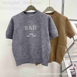 Women's Knits & Tees designer brand 24 Early Spring Short sleeved Round Neck Knitted Top P Family New Style with Gold and Silver Thread Fashion Versatile Letter U3P4