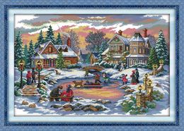 Treasure time winter home decor painting ,Handmade Cross Stitch Embroidery Needlework sets counted print on canvas DMC 14CT /11CT9040218
