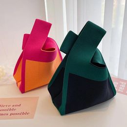 Shopping Bags Japanese Knitted Bag For Woman Temperament Woven Handbag Women Mini Knot Wrist Key Phone Pouch Portable Lightweight Purse