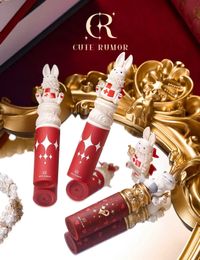 Cute Rumor Rabbit Mirror Water light Lip Glaze Milk Apricot Long-lasting Non-stick Cup Lipstick Christmas 240305