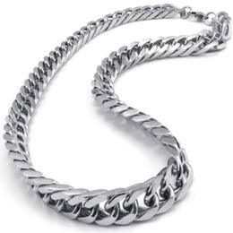 Asian & East Indian Style 316L Stainless steel Miami cuban curb Chain Link Necklace in Men Thanksgiving Day Jewelry For Husband 10306U