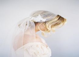 New high Quality Juliet Cap Fingertip short White Ivory Lace Applique Cut Edge Veil Bridal Head Pieces For Wedding Dress4033077