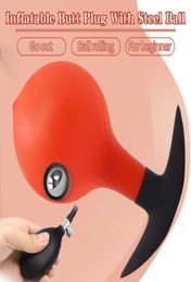 Massage Items Inflatable Anal Plug Builtin Steel Ball Anal Plug Dildo Pump Butt Plug Anal Dilator Prostate Massage Gspot Stimula1461586