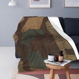 Blankets Splintertarn German Camouflage Fuzzy Blanket Army Military Camo Customised Throw For Bed Sofa Couch Rug PieceBlankets Bla2887