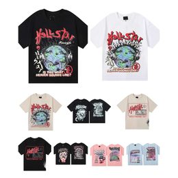 Designer fashion Hellstar World Tour limited 3D glasses printed high-quality brand double cotton casual mens and womens short sleeve T-shirt S-XL nb