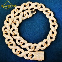 Hello hip Hop Gold Colour Infinity Style Miami Cuban Chain Necklace For Men Iced Out Zircon Hip Hop Link Choker Fashion Rock Jewellery 16mm