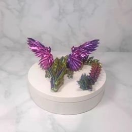 3D Printed Dragon Figures Gemstone Multi-Jointed Movable Dragon With Wings Toys Tabletop Decorative Ornament Birthday Gifts 240304