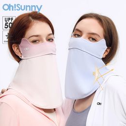 OhSunny Sunscreen Mask with Neck UP000 Outdoor AntiDust Sun Protection Cooling Washable Adjustable Breathable Face Cover 240226