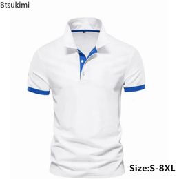 Mens Summer Polo Shirt Fashion Business Casual Tshirt Breathable Golf Sportwear Short Sleeve Tops for Male Size S8XL 240226