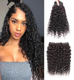 Water wave bundles 3pcslot natural Colour remy Indian human hair wefts no shedding curly extension8303669