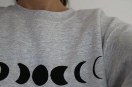 Sweatshirts Skuggnas Moon Phase Printed Crewneck Casual Fashion Tumblr Sweatshirt Women/Men Hipster Aesthetic Hoodie Cotton Jumper Tops